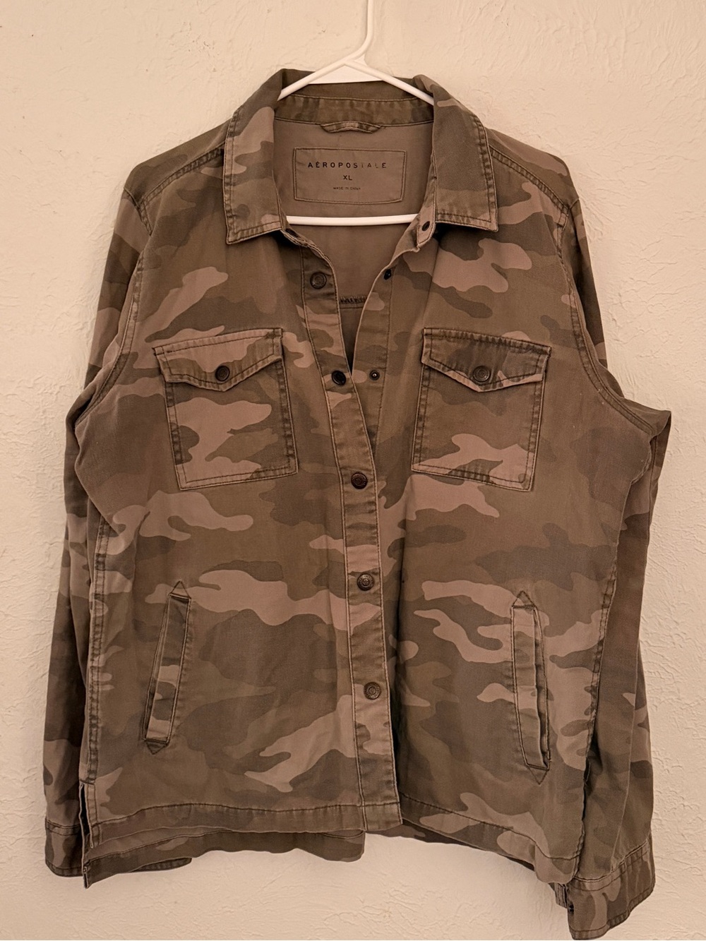 Aeropostale Women's Camouflage Utility Jacket - Olive Tones